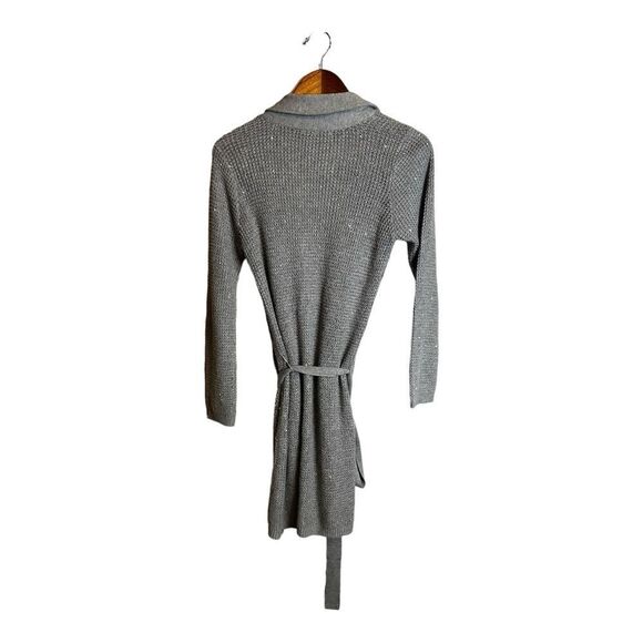 Victoria’s Secret grey metallic knit open front tie waist cardigan medium - Picture 3 of 8